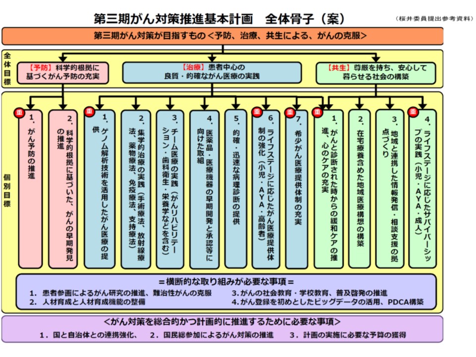 桜井なおみ委員が提示した「第3期がん対策推進基本計画」の構成イメージ
