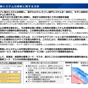 病院の電子カルテ等のクラウド化・共有化、2025年度目途に国が標準仕様示し、30年までに希望病院が導入できる環境整える—厚労省